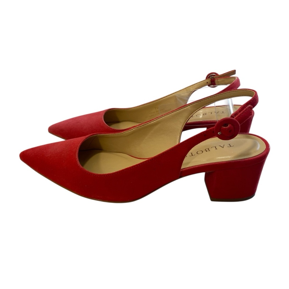 Talbots Event Party Block Heel Sling Back Leather Pump Pointed Toe 7M Bubblegum
